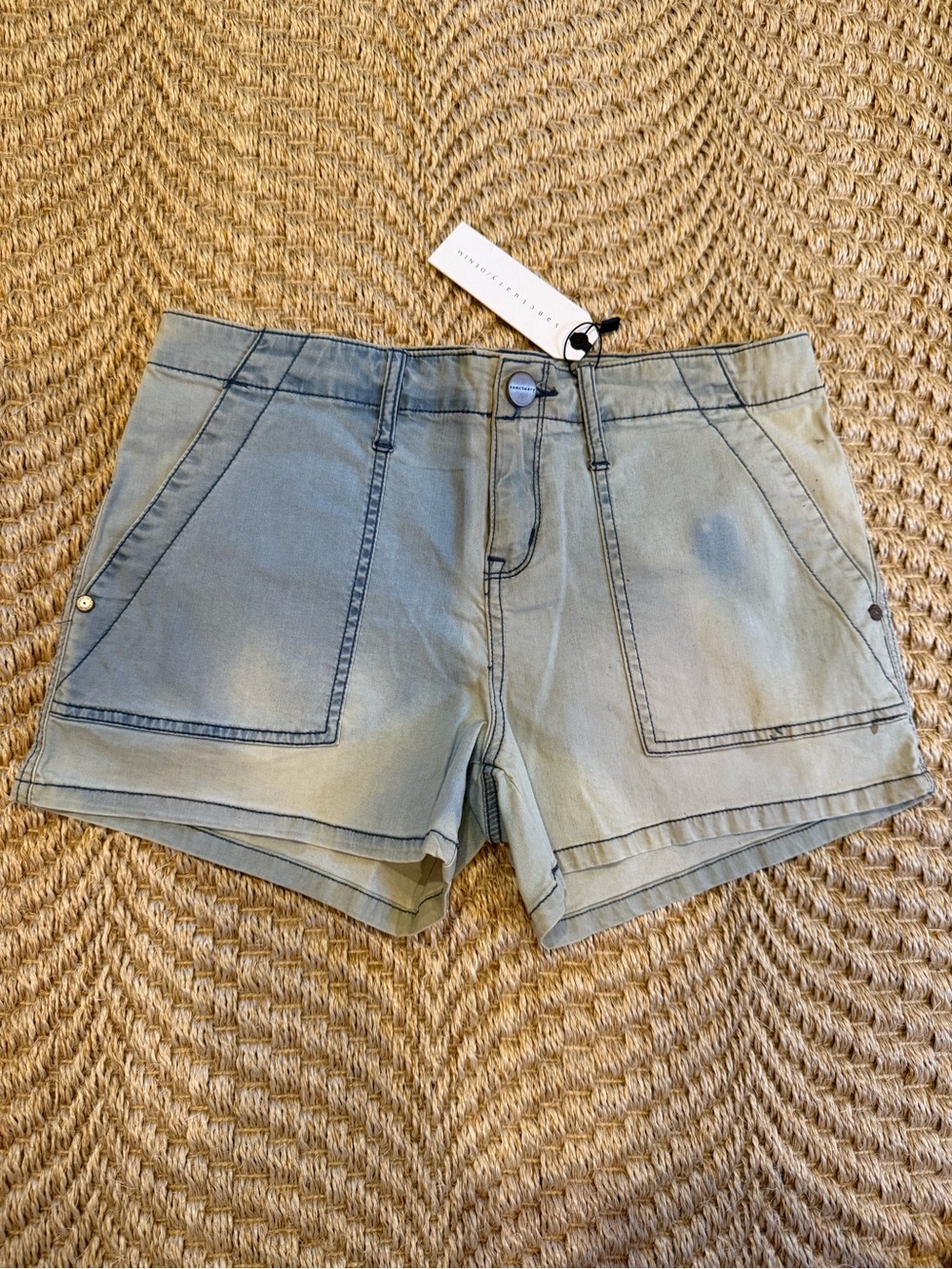 Sanctuary Light Denim Wash Utility Jean Shorts